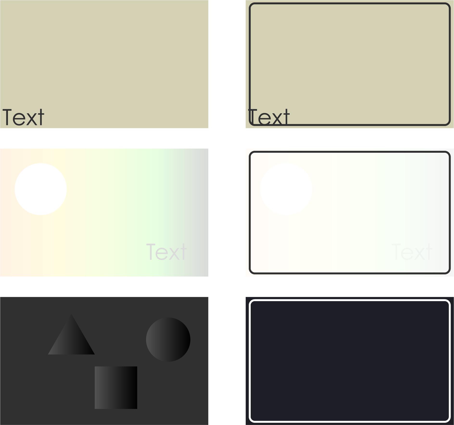 Sample card surface textures and finishes