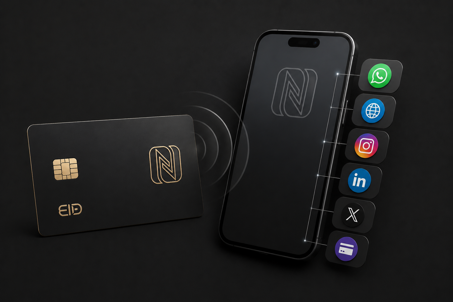 EiD NFC card with phone and linked apps